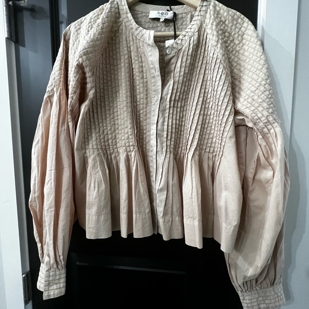 Sea New York Pale Blush Stan Pintuck Peasant Blouse
